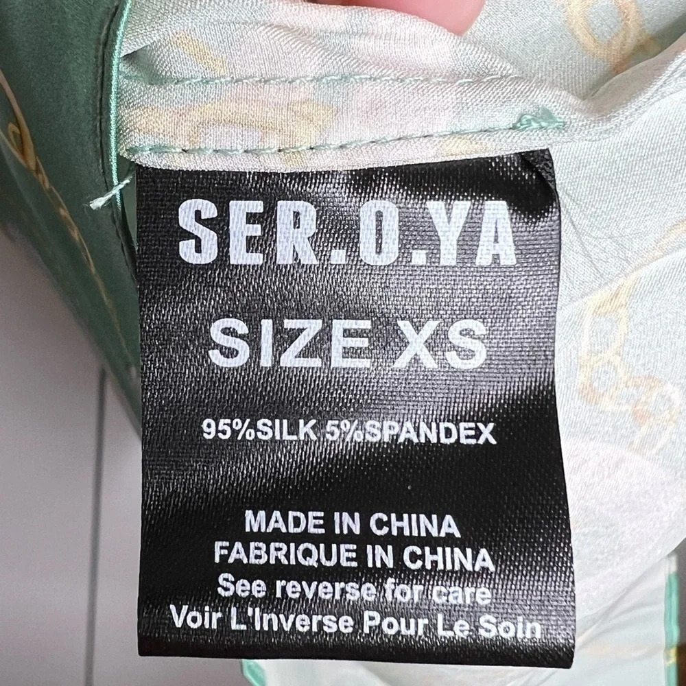 SER.O.YA- Farah Silk Mini Dress - Nautical Green - NWT XS/00 - $325 SOLD OUT - Picture 9 of 10